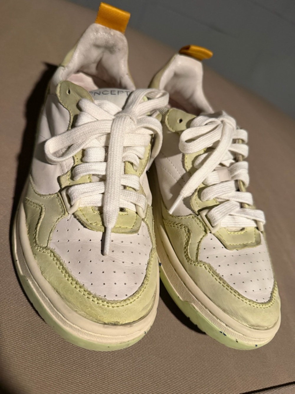 Casual White and Light Green Women's Sneakers - Unbranded